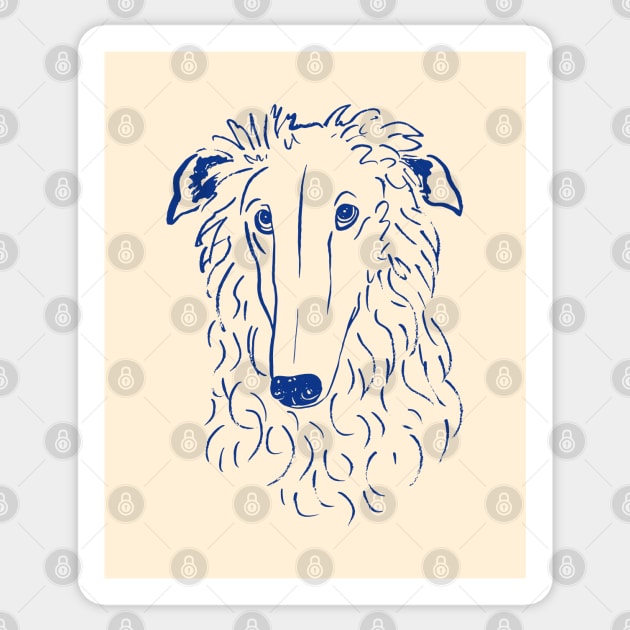 Borzoi (Beige and Blue) Sticker by illucalliart